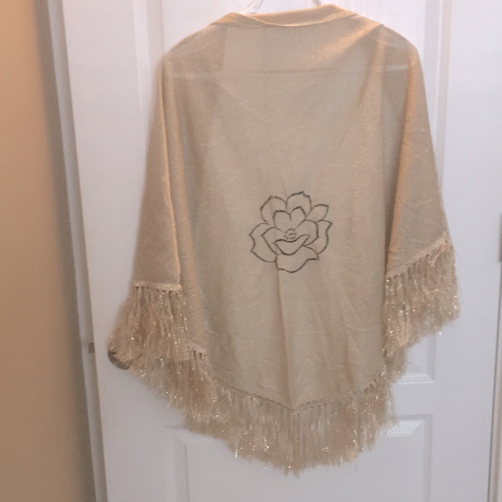 Gold fringe scarf / shawl